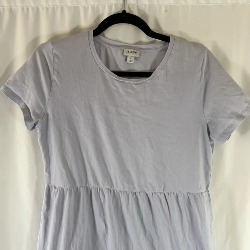 J. Crew Mini Dress Women's Small Light Blue Short Sleeve Tiered Round Neck